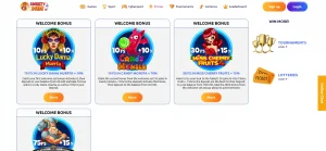 Current Sweety Win promotions screen with the offer terms visible